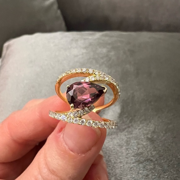 Tourmaline and diamond ring - Picture 1 of 7